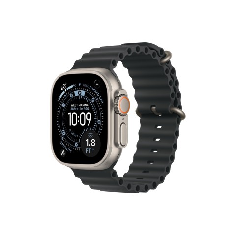 Умные часы Apple Watch Ultra 3 (2025) GPS + Cellular, 49 мм, корпус из бежевого титана, ремешок Ocean Band черного цвета