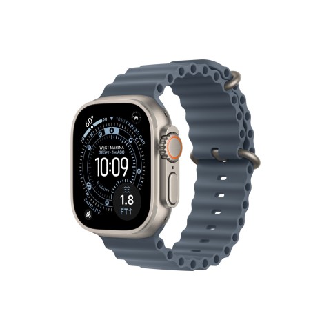 Умные часы Apple Watch Ultra 3 (2025) GPS + Cellular, 49 мм, корпус из бежевого титана, ремешок Ocean Band синего цвета