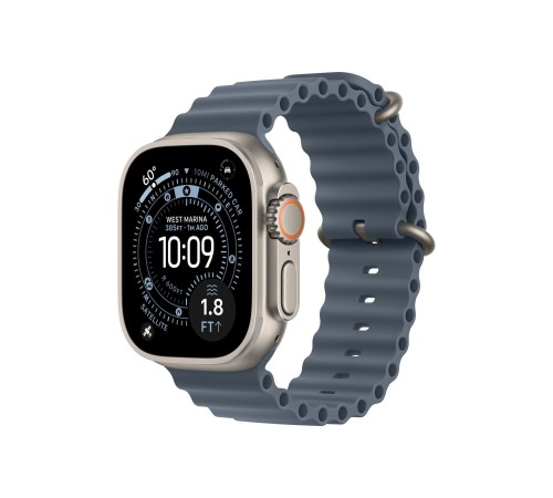 Умные часы Apple Watch Ultra 3 (2025) GPS + Cellular, 49 мм, корпус из бежевого титана, ремешок Ocean Band синего цвета
