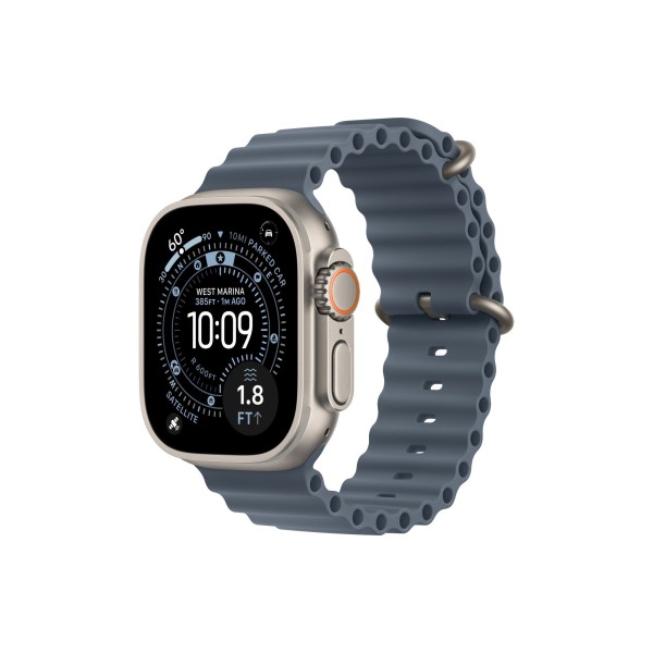 Умные часы Apple Watch Ultra 3 (2025) GPS + Cellular, 49 мм, корпус из бежевого титана, ремешок Ocean Band синего цвета