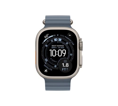 Умные часы Apple Watch Ultra 3 (2025) GPS + Cellular, 49 мм, корпус из бежевого титана, ремешок Ocean Band синего цвета