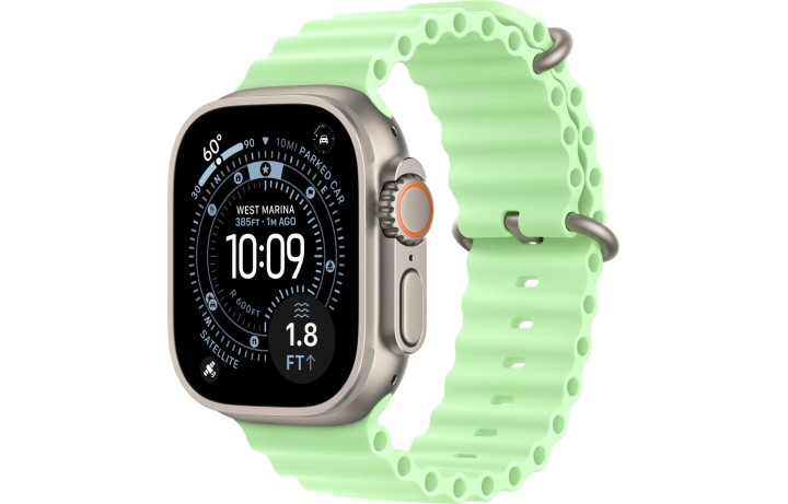 Умные часы Apple Watch Ultra 3 (2025) GPS + Cellular, 49 мм, Natural Titanium Case with Neon Green Ocean Band