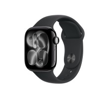 Apple Watch S11 42mm Jet Black Aluminum Case with Black Sport Band S/M