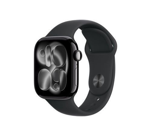 Apple Watch S11 42mm Jet Black Aluminum Case with Black Sport Band S/M