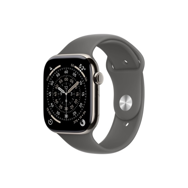 Apple Watch S11 42mm GPS + Cellular, Natural Titanium Case with Stone Gray Sport Band S/M