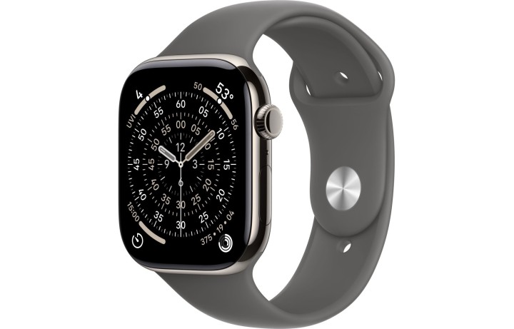 Apple Watch S11 42mm GPS + Cellular, Natural Titanium Case with Stone Gray Sport Band S/M