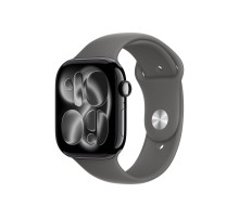 Apple Watch S11 46mm Jet Black Aluminum Case with Stone Gray Sport Band M/L