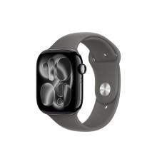 Apple Watch S11 46mm Jet Black Aluminum Case with Stone Gray Sport Band M/L