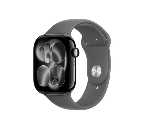 Apple Watch S11 46mm Jet Black Aluminum Case with Stone Gray Sport Band M/L