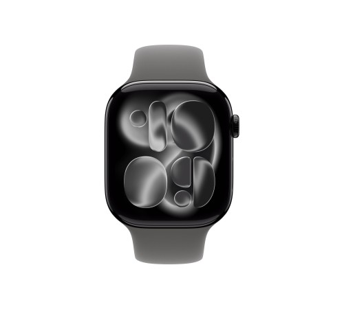 Apple Watch S11 46mm Jet Black Aluminum Case with Stone Gray Sport Band M/L