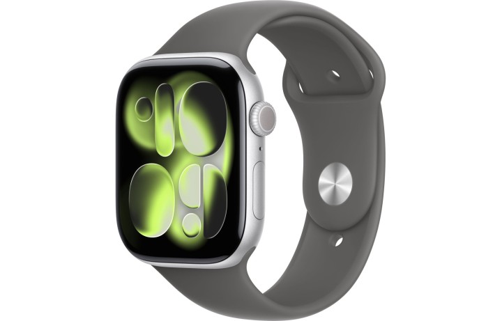 Apple Watch S11 46mm Silver Aluminum Case with Stone Gray Sport Band M/L