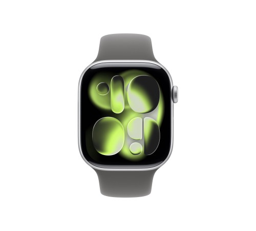 Apple Watch S11 46mm Silver Aluminum Case with Stone Gray Sport Band M/L