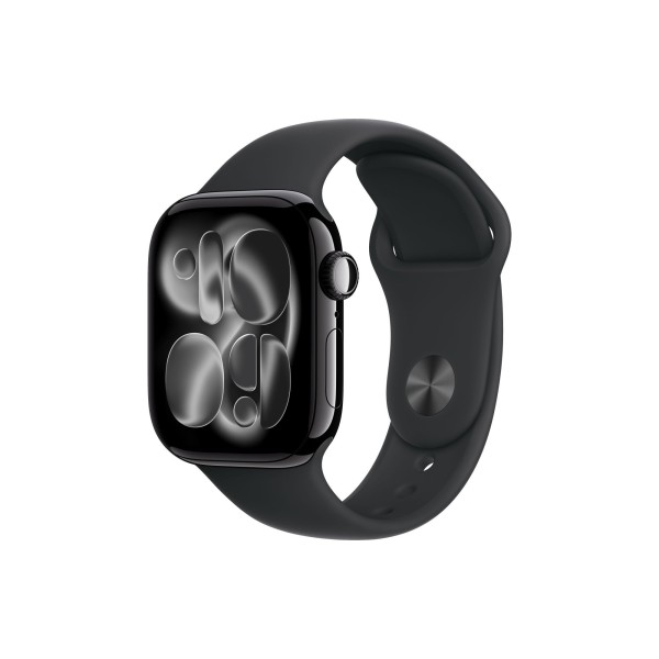 Apple Watch S11 GPS + Cellular 42mm Jet Black Aluminum Case with Black Sport Band S/M