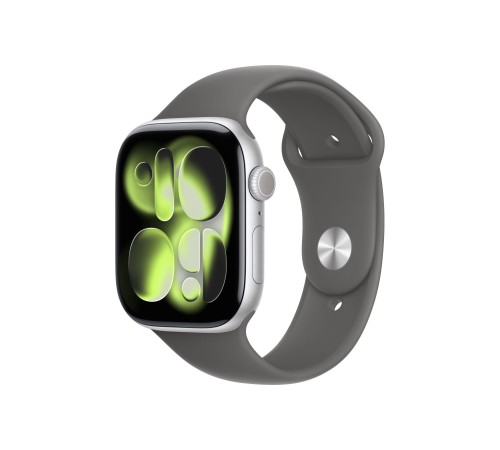 Apple Watch S11 46mm Silver Aluminum Case with Stone Gray Sport Band S/M