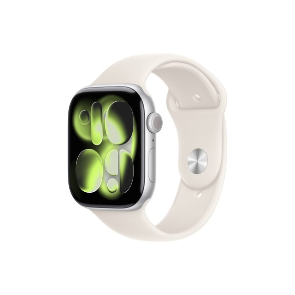 Apple Watch S11 46mm Silver Aluminum Case with with Starlight Sport Band M/L