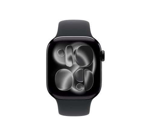 Apple Watch S11 46mm Jet Black Aluminum Case with Black Sport Band S/M