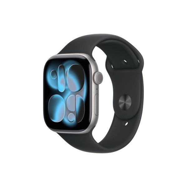 Apple Watch S11 46mm Space Gray Aluminum Case with Black Sport Band S/M