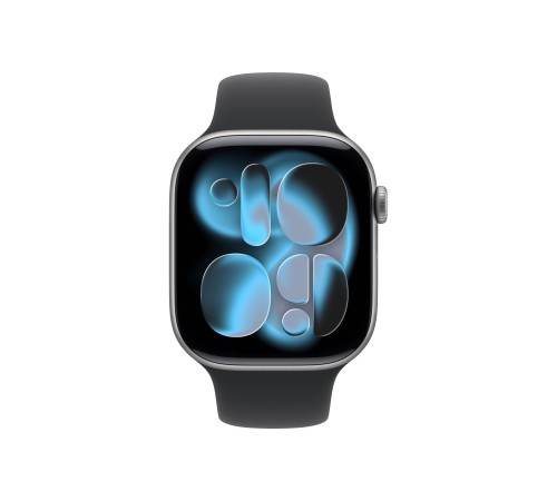 Apple Watch S11 46mm Space Gray Aluminum Case with Black Sport Band S/M