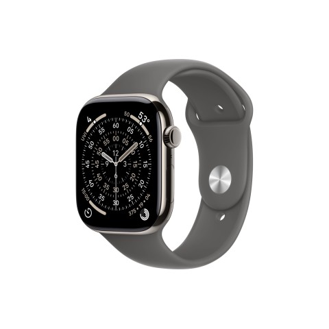 Apple Watch S11 46mm GPS + Cellular, Natural Titanium Case with Stone Gray Sport Band S/M