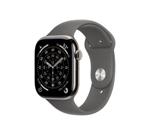 Apple Watch S11 46mm GPS + Cellular, Natural Titanium Case with Stone Gray Sport Band S/M
