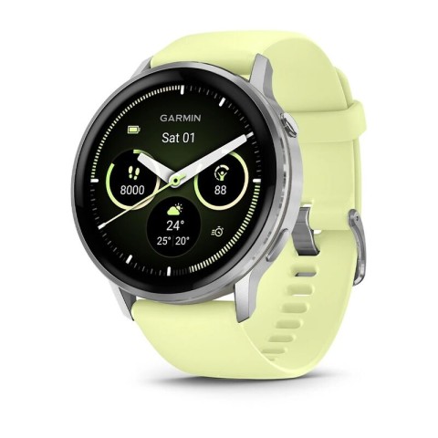 Умные часы Garmin Venu 4 45mm Silver Bezel With Citron Silicone Band 010-03014-02