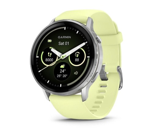 Умные часы Garmin Venu 4 45mm Silver Bezel With Citron Silicone Band 010-03014-02
