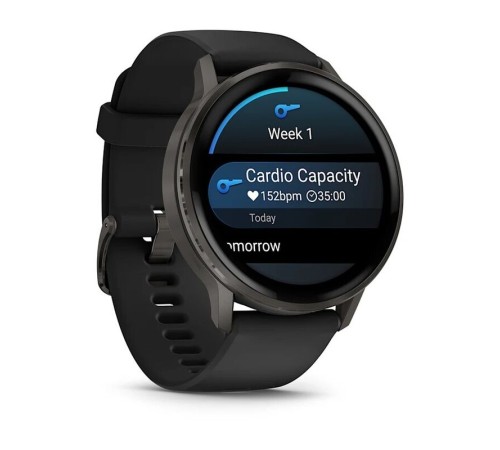 Умные часы Garmin Venu 4 45mm Silver Bezel With Black Silicone Band 010-03014-00
