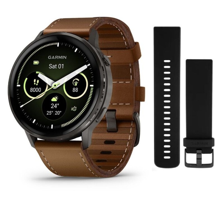 Умные часы Garmin Venu 4 45mm Slate Black Leather Brown 010-03014-03