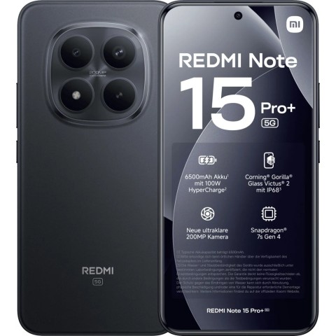 Смартфон Xiaomi Redmi Note 15 Pro Plus 8/256 ГБ, 5G, NFC, Dual nano SIM, черный