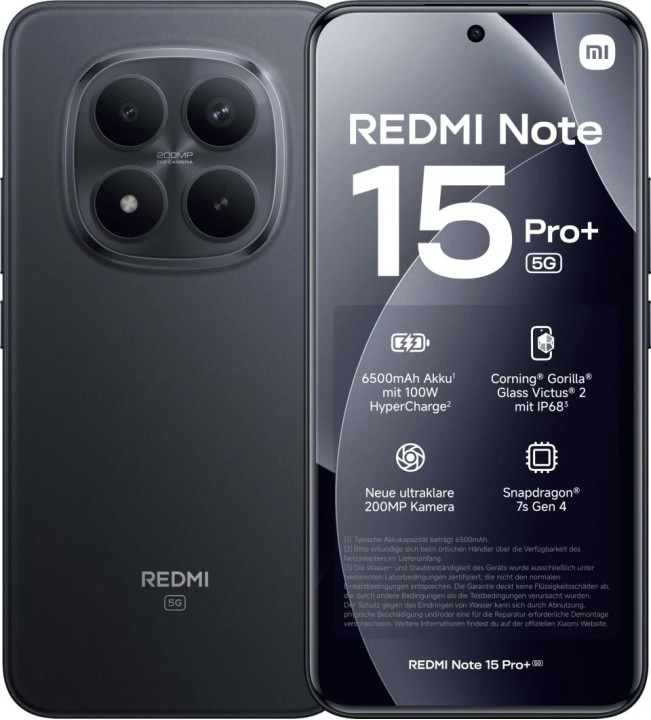 Смартфон Xiaomi Redmi Note 15 Pro Plus 8/256 ГБ, 5G, NFC, Dual nano SIM, черный