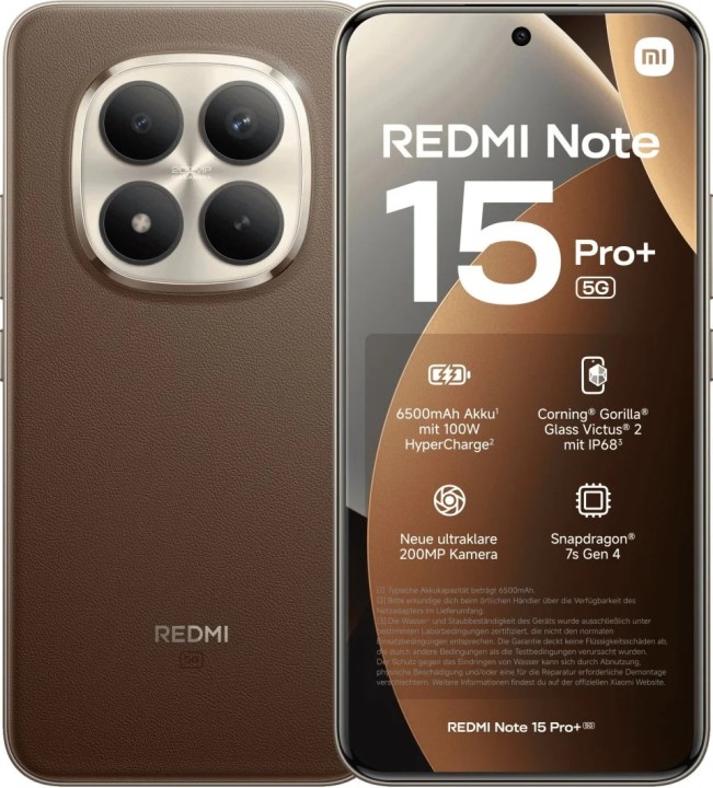 Смартфон Xiaomi Redmi Note 15 Pro Plus 12/512 ГБ, 5G, NFC, Dual nano SIM, коричневый