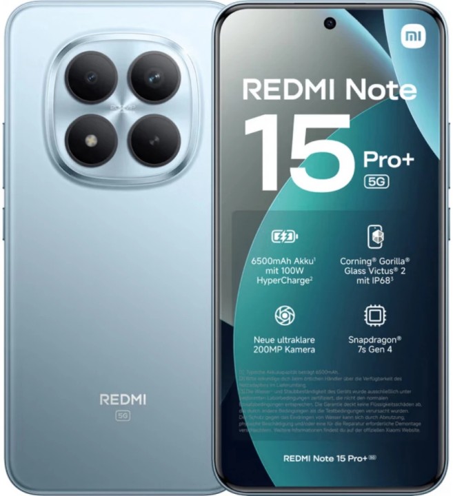 Смартфон Xiaomi Redmi Note 15 Pro Plus 12/512 ГБ, 5G, NFC, Dual nano SIM, синий