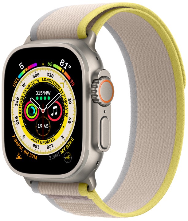 Умные часы Apple Watch Ultra 49 мм Titanium Case, титановый/желто-бежевый Trail Loop (M/L)