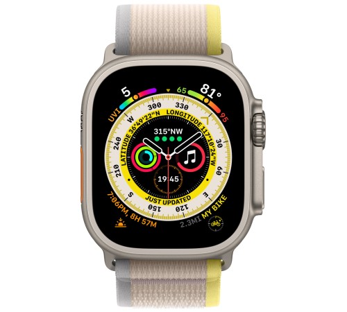 Умные часы Apple Watch Ultra 49 мм с титановым корпусом и желто-бежевой спортивной петлей Trail Loop (M/L)