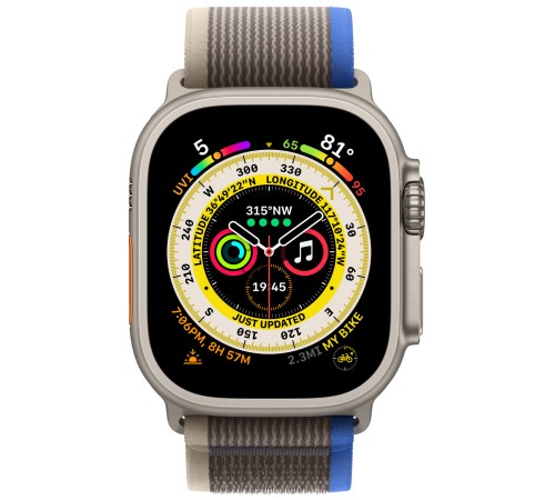 Умные часы Apple Watch Ultra 49 мм с титановым корпусом и сине-серым ремешком Trail Loop (M/L)