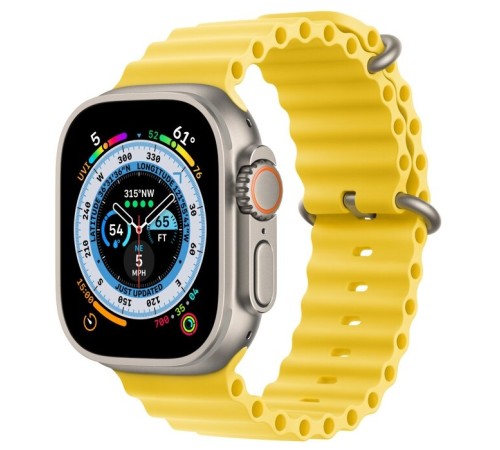 Умные часы Apple Watch Ultra 49 мм с титановым корпусом и жёлтым ремешком Ocean Band: стиль и функциональность