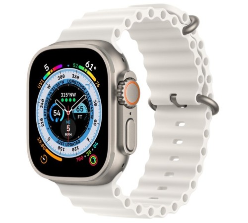 Умные часы Apple Watch Ultra 49 мм с титановым корпусом и белым ремешком Ocean Band: стиль и функциональность