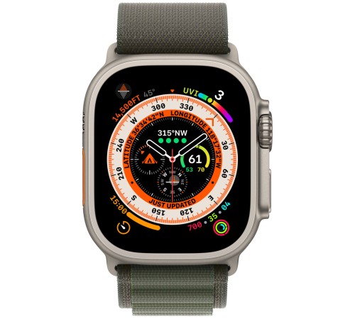 Умные часы Apple Watch Ultra 49 мм с титановым корпусом и зелёным ремешком Alpine Loop: стиль и функциональность