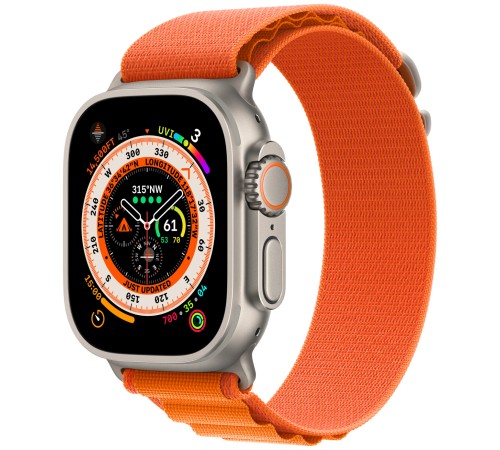 Умные часы Apple Watch Ultra 49 мм с титановым корпусом и оранжевым ремешком Alpine Loop (M) — купить стильный гаджет