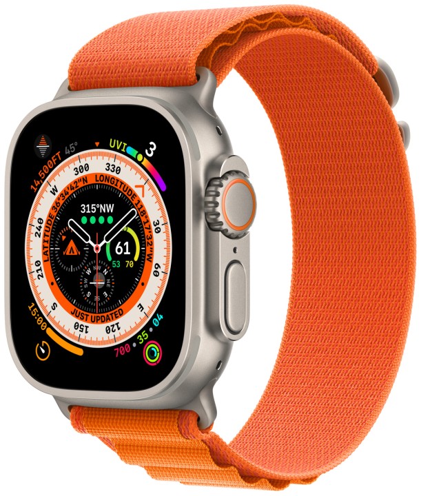 Умные часы Apple Watch Ultra 49 мм Titanium Case, титановый/оранжевый Alpine Loop (M)