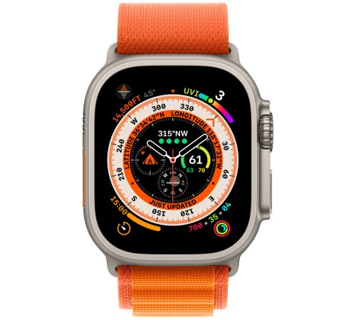 Умные часы Apple Watch Ultra 49 мм с титановым корпусом и оранжевым ремешком Alpine Loop (M) — купить стильный гаджет