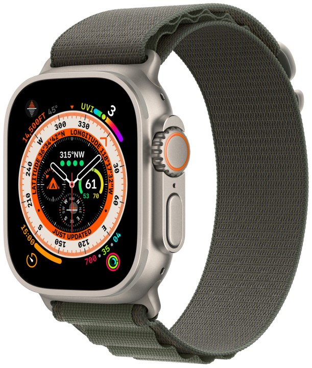 Умные часы Apple Watch Ultra 49 мм Titanium Case, титановый/зеленый Alpine Loop (L)