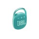 Портативная акустика JBL Clip 4 в бирюзовом цвете: мощный звук в компактном корпусе.