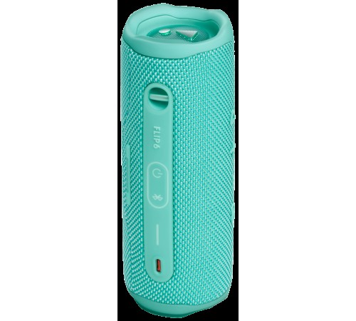 Портативная акустика JBL Flip 6, 30 Вт — насыщенный звук в бирюзовом дизайне.
