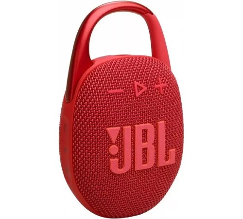 Портативная акустика JBL Clip 5, 7 Вт, красный — яркий звук в компактном корпусе.