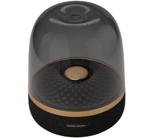 Harman Kardon Aura Studio 4: элегантная акустика в чёрном и золотом исполнении.