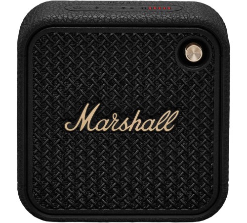 Портативная акустика Marshall Willen II в чёрно-латунном исполнении.