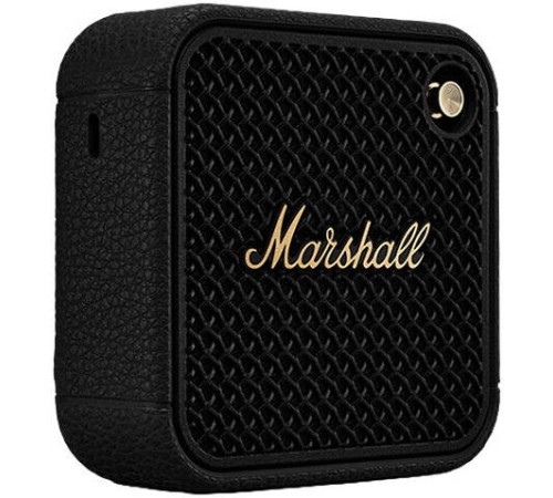 Портативная акустика Marshall Willen II в чёрно-латунном исполнении.