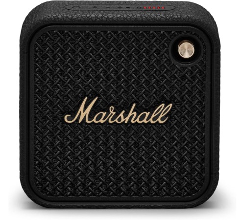 Портативная акустика Marshall Willen II в чёрно-латунном исполнении.