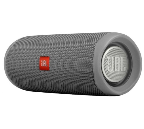 Портативная акустика JBL Flip 5, 20 Вт в сером цвете — мощный звук в компактном корпусе.